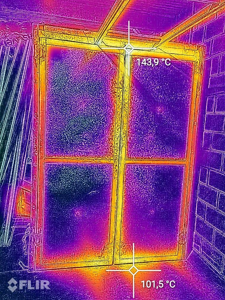 Termografía del perímetro de cierre del horno a 143,9 °C